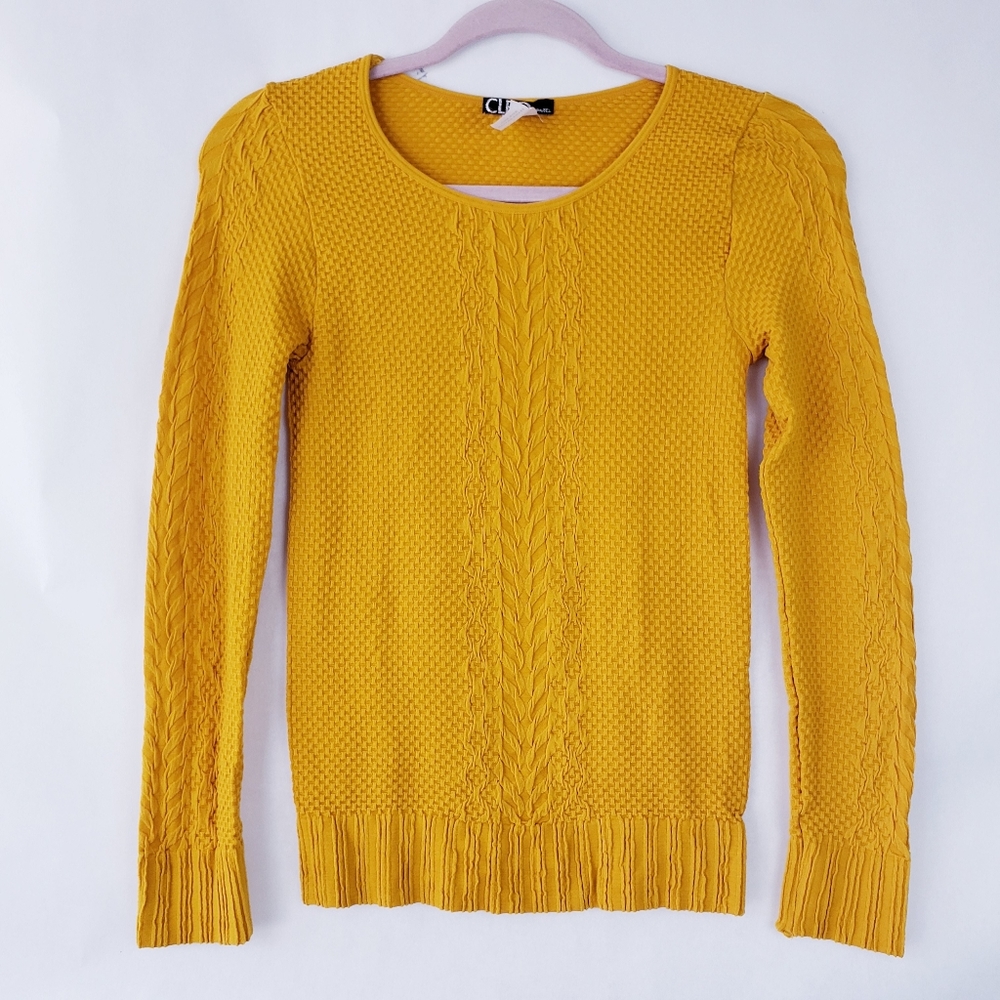 Cleo Apparel Womens Nylon Compression Long Sleeve Shirt Textured Mustard Yellow